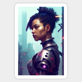 Abstract Cyberpunk Female Cyborg Magnet